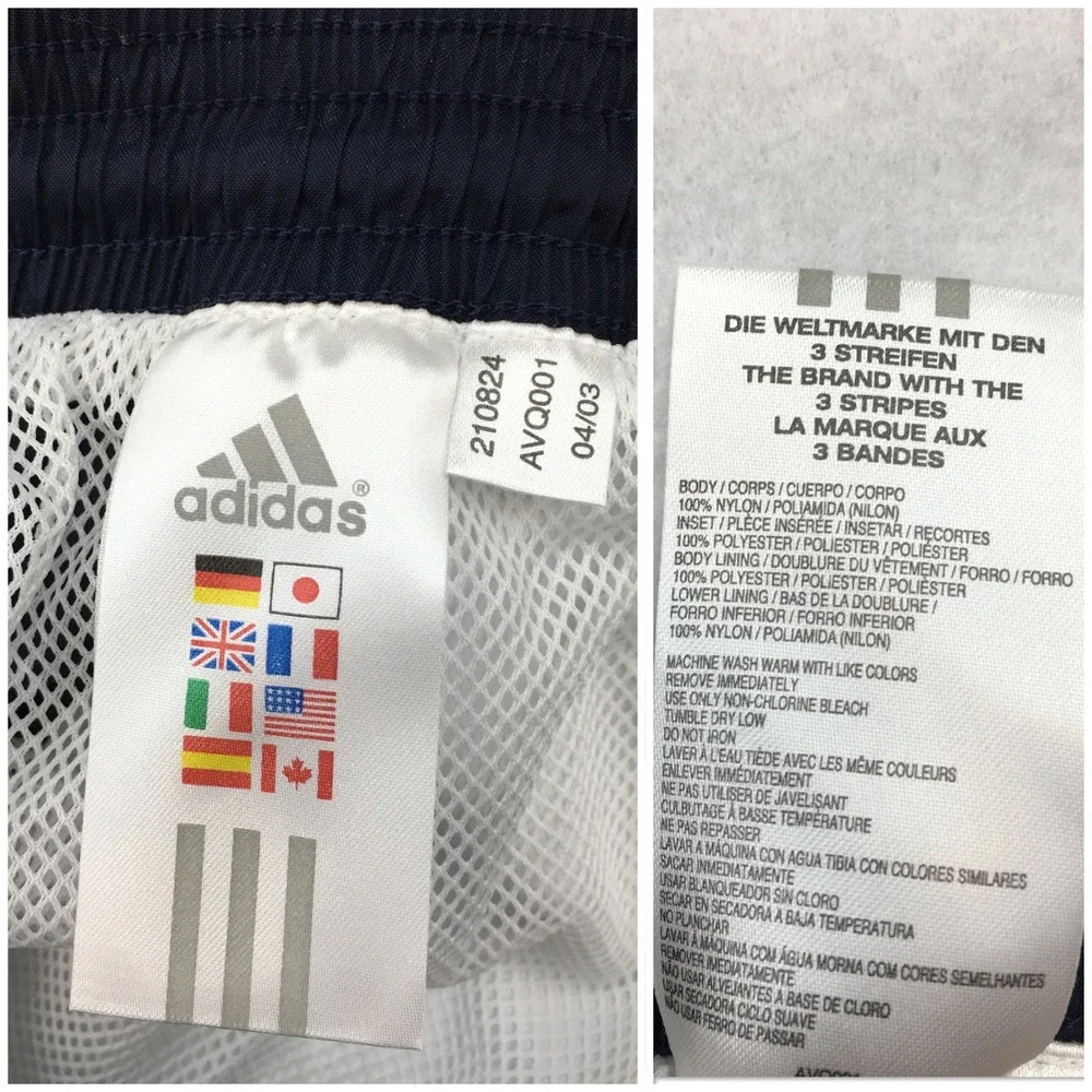 New Adidas Mens Vintage Y2K Training Track Pants Navy White Size XL‎ Lined